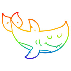 rainbow gradient line drawing cartoon shark