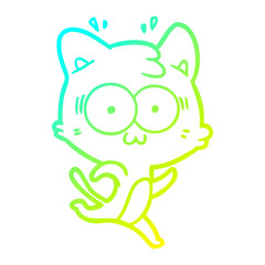 cold gradient line drawing cartoon surprised cat running