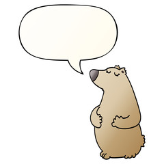 cartoon bear and speech bubble in smooth gradient style