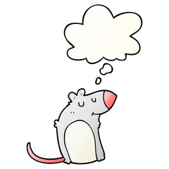 cartoon fat rat and thought bubble in smooth gradient style