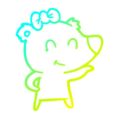 cold gradient line drawing female polar bear cartoon
