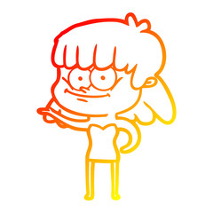 warm gradient line drawing cartoon smiling woman