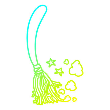 cold gradient line drawing halloween witches broom
