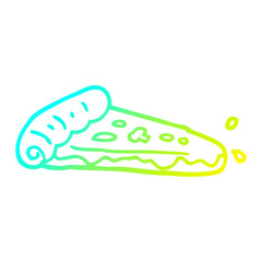 cold gradient line drawing cartoon pizza slice