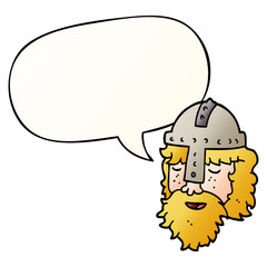 cartoon viking face and speech bubble in smooth gradient style