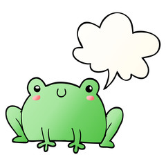 cartoon frog and speech bubble in smooth gradient style
