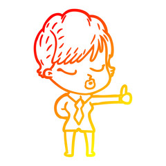 warm gradient line drawing cartoon woman with eyes shut