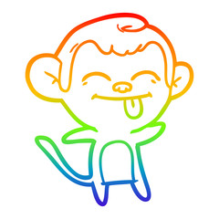 rainbow gradient line drawing funny cartoon monkey