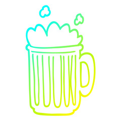 cold gradient line drawing cartoon tankard of beer