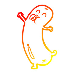 warm gradient line drawing cartoon dancing sausage