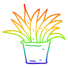 rainbow gradient line drawing cartoon house plant