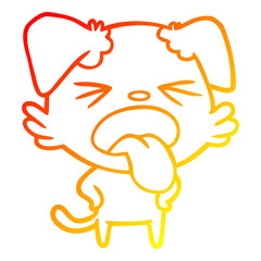 warm gradient line drawing cartoon disgusted dog