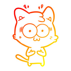 warm gradient line drawing cartoon surprised cat