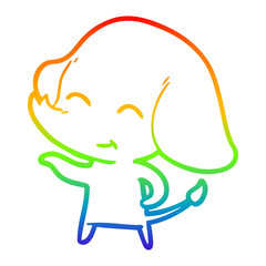 rainbow gradient line drawing cute cartoon elephant