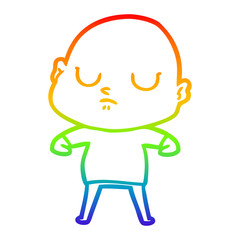 Obraz premium rainbow gradient line drawing cartoon bald man