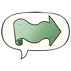 cartoon arrow and speech bubble in smooth gradient style