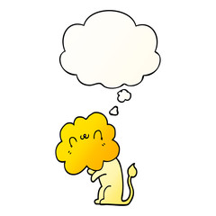 cartoon lion and thought bubble in smooth gradient style