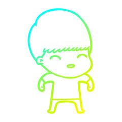 cold gradient line drawing happy cartoon boy