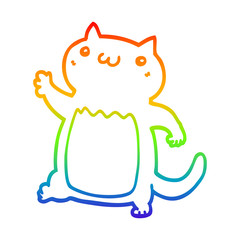 rainbow gradient line drawing cartoon cat
