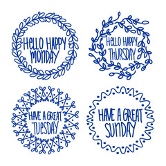 Vector hand lettering set of the days of the week