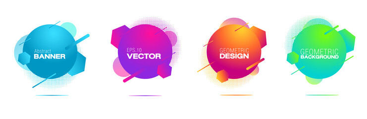 Geometric badges set.Circles, lines and patterns composition.