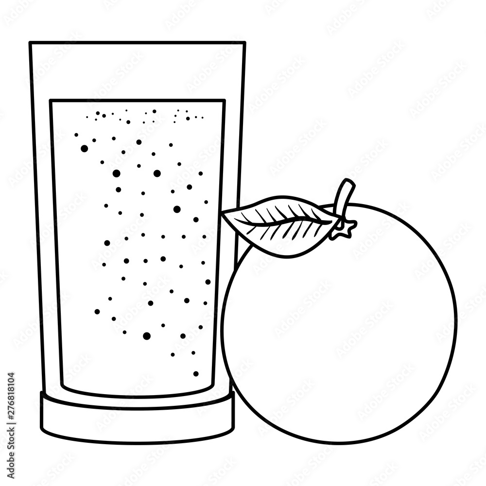 Poster orange juice fruit with glass