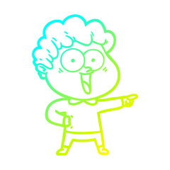 cold gradient line drawing cartoon happy man