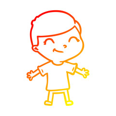 warm gradient line drawing cartoon boy smiling