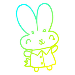 cold gradient line drawing cute cartoon tiny rabbit