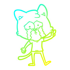 cold gradient line drawing cartoon cat