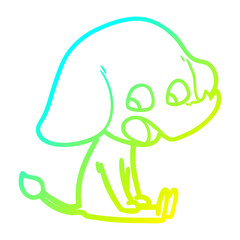cold gradient line drawing cute cartoon elephant