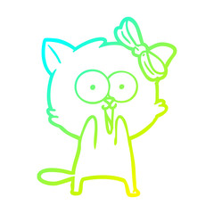 cold gradient line drawing cartoon cat
