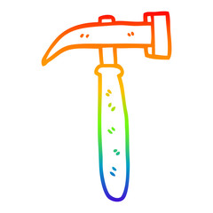 rainbow gradient line drawing cartoon hammer