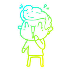 cold gradient line drawing cartoon excited man