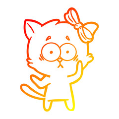 warm gradient line drawing cartoon cat