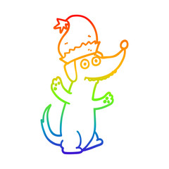 rainbow gradient line drawing cute christmas cartoon dog