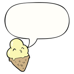 cartoon ice cream and speech bubble