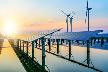 Solar panels and wind power generation equipment  © hrui