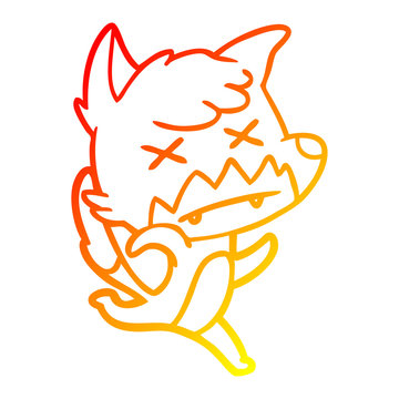 recommend clip art: warm gradient line drawing cartoon cross eyed fox
