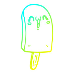 cold gradient line drawing cartoon frozen ice lolly