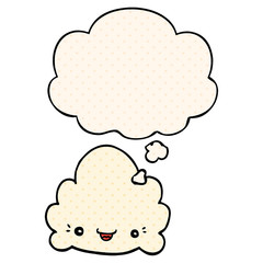 cartoon cloud and thought bubble in comic book style