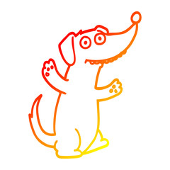 warm gradient line drawing cartoon dog