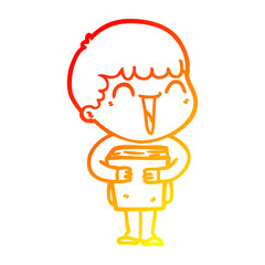 warm gradient line drawing cartoon happy man