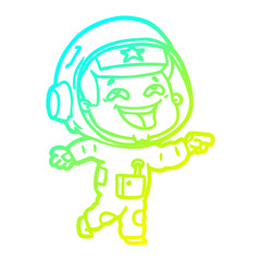 cold gradient line drawing cartoon laughing astronaut