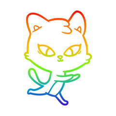 rainbow gradient line drawing cute cartoon cat