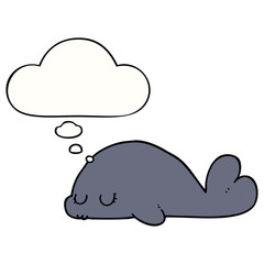 cute cartoon seal and thought bubble