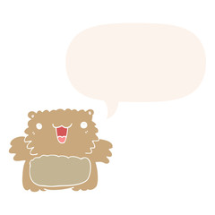cartoon bear and speech bubble in retro style