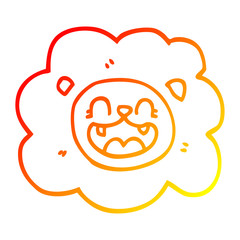 warm gradient line drawing cartoon happy lion