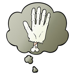 cartoon zombie hand and thought bubble in smooth gradient style