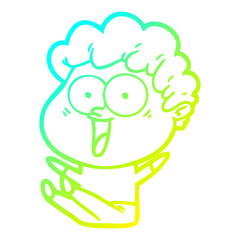 cold gradient line drawing cartoon happy man